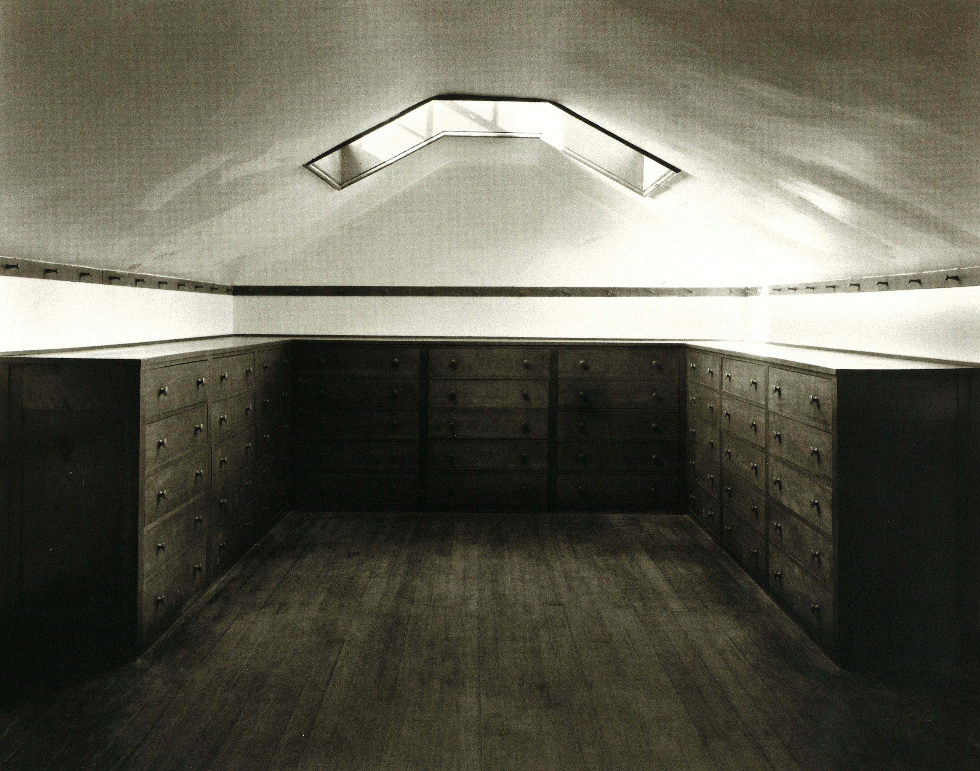 Skylit storage attic at Pleasant Hill Shaker Village, KY. Shakers were some of the first to use skylights in New England to increase the light levels of interiors. Image: Linda Butler