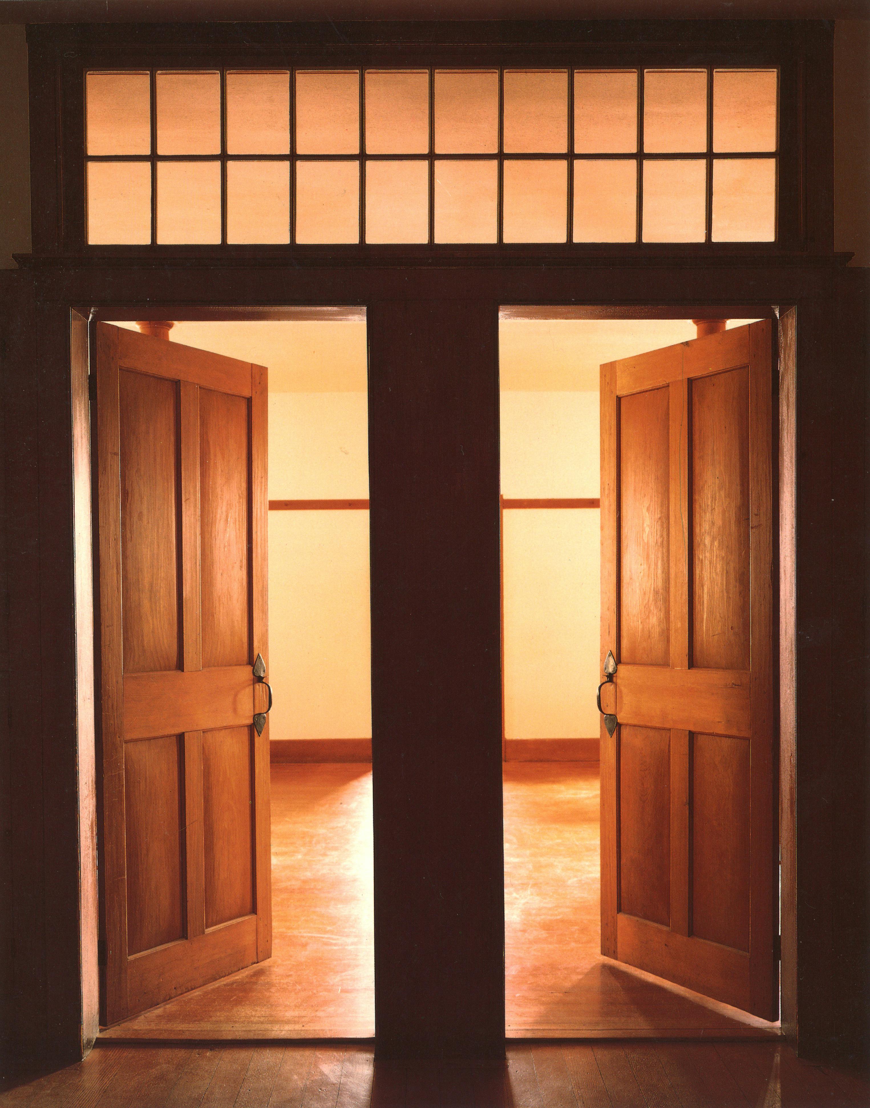 Double portal into a Shaker room. The Shakers exercised a radical form of equality of the sexes across every aspect of life in society. Despite their vows of celibacy, men and women lived under one roof, constantly aware of the opposite sex but restrained from carnal temptation by a minutely choreographed way of life. Image: Paul Rocheleau